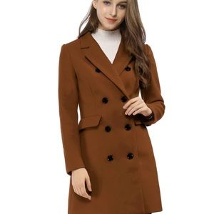 Winter Long Sleeve Notched Lapel Double Breasted Trench Coat